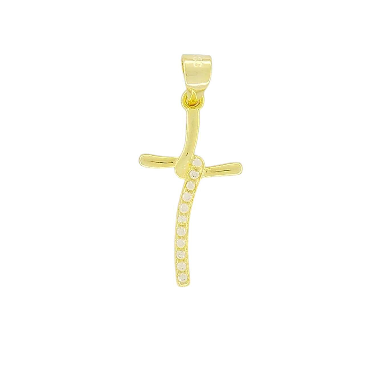 Σταυρός Στριφτός Λεπτός από Ασήμι 925 με Ζιργκόν